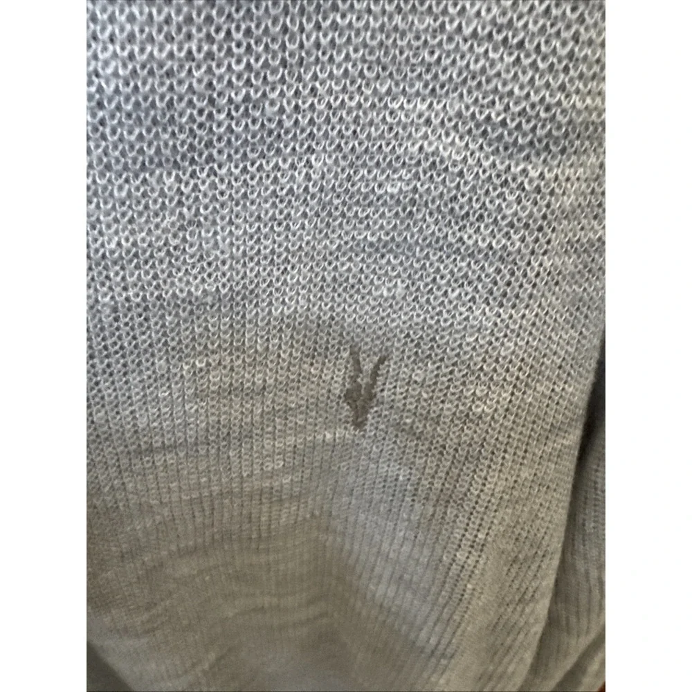 ALLSAINTS Ribbed Open Front Light Weight‎ Cardigan Powder Blue Size Large Linen
